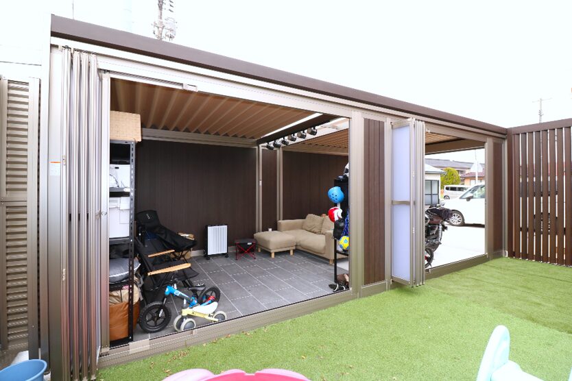 出雲市 外構工事 趣味スペースとして活用できるガレージ